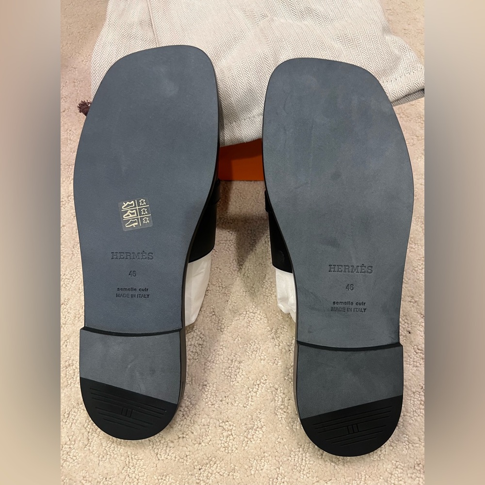 Hermes Men’s Gabriel Black Sandal Size 46 Size 12 / 12.5 - Picture 4 of 6